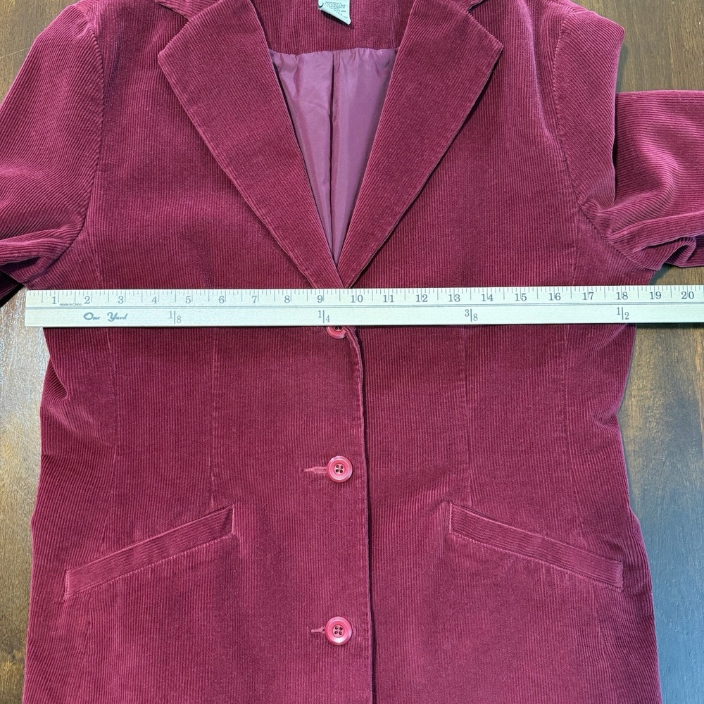 L.L.Bean Womens Corduroy Blazer Size 10 Reg Burgundy Lined Vintage Academia - Picture 7 of 10